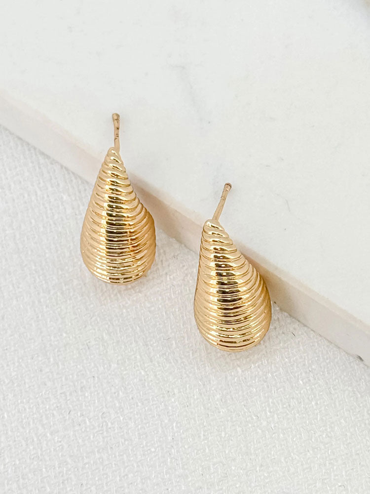 Envy Textured Teardrop Stud Earrings Gold