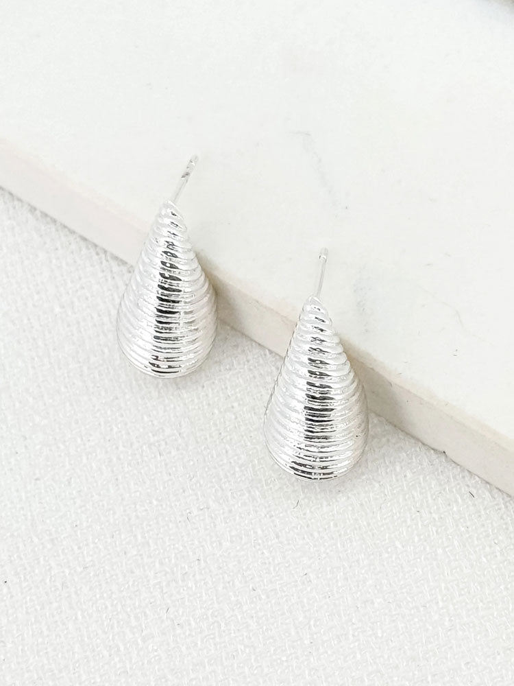 Envy Textured Teardrop Stud Earrings Silver