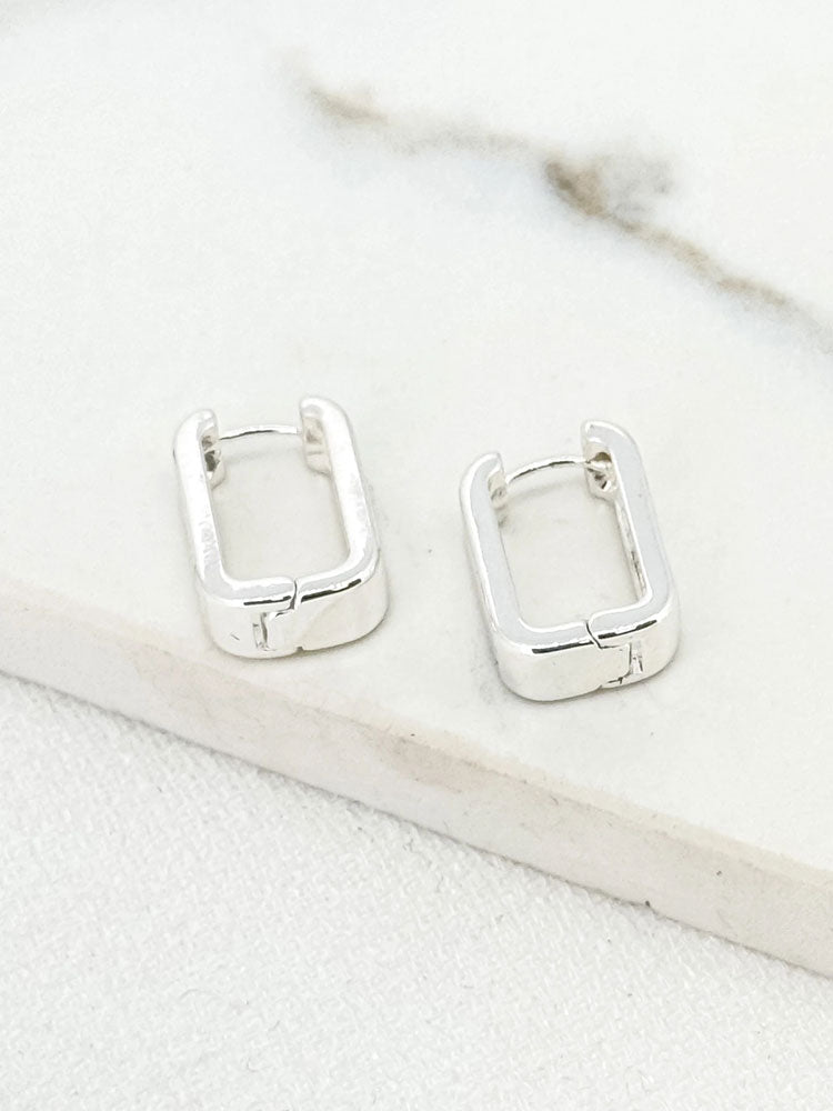 Envy Flat Oval Hoop Earrings Silver