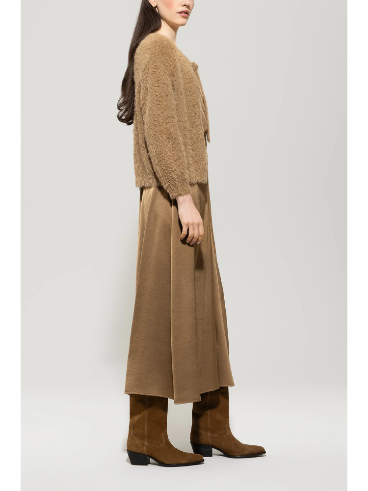 Luisa Cerano Cardigan with Tie Ribbon Detail Brown