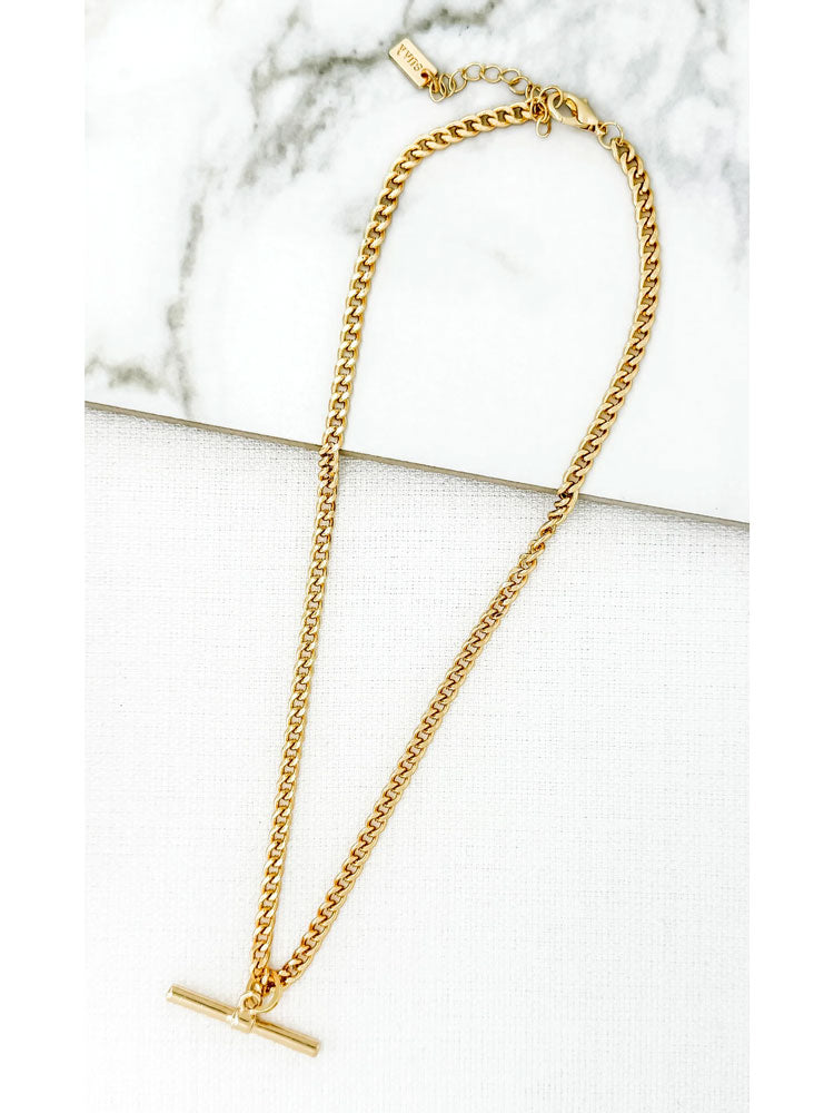Envy Short T-Bar Necklace Gold