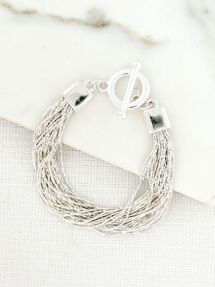 Envy Multi Strand T-Bar Bracelet Silver