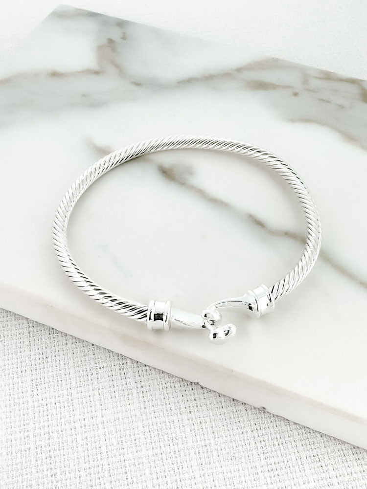 Envy Textured Bangle Bracelet Silver