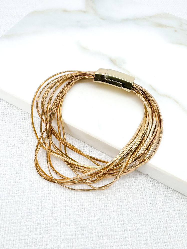 Envy Multi Strand Snake Chain Bracelet Gold