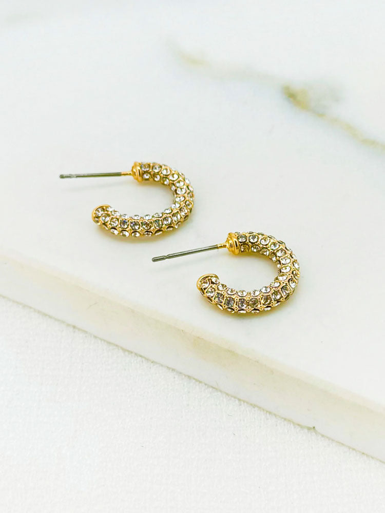 Envy Diamante Hoop Earrings Gold