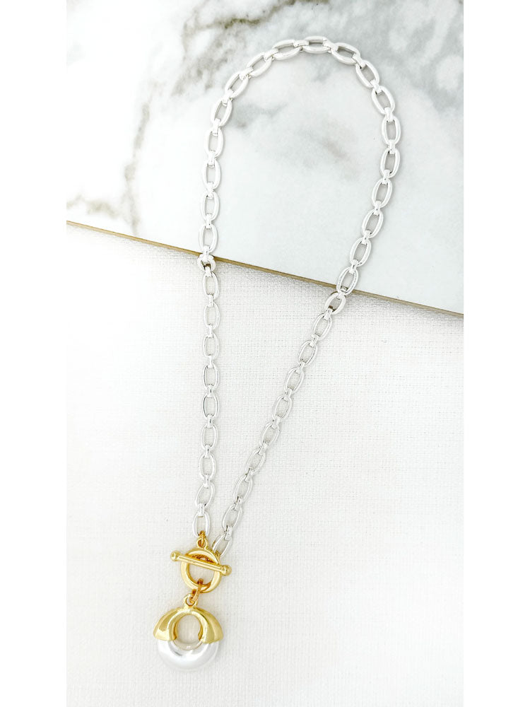 Envy Short Two Tone Pendant Necklace Silver &amp; Gold