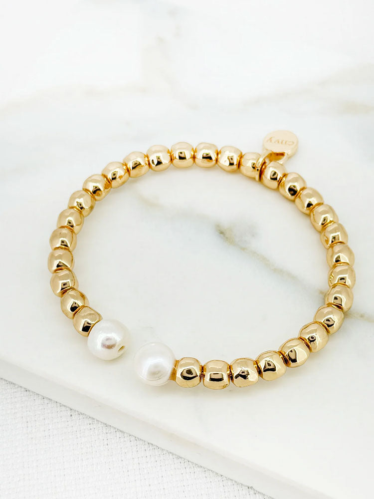 Envy Gold &amp; Pearl Bangle Bracelet