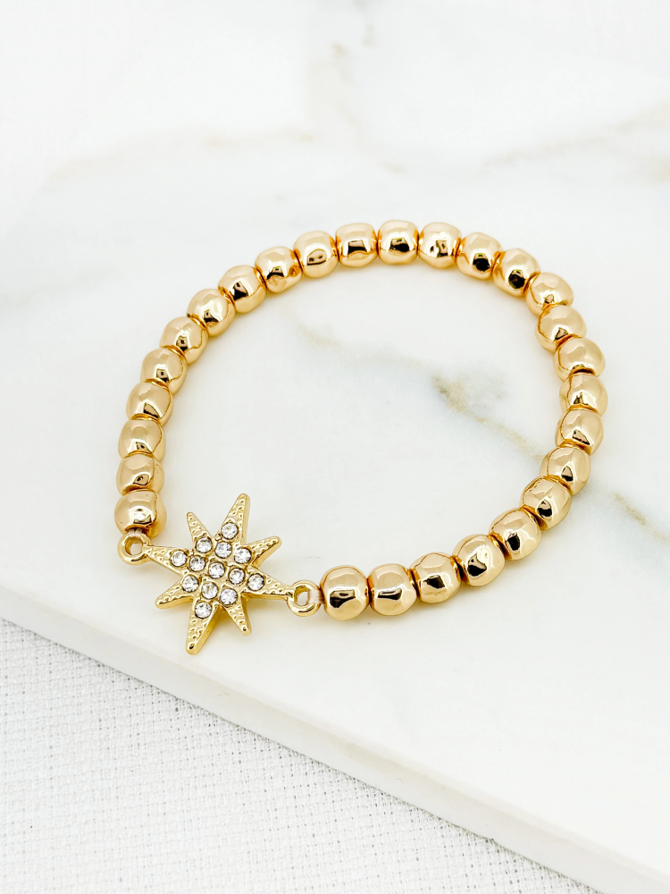 Envy Bead &amp; Star Bracelet Gold