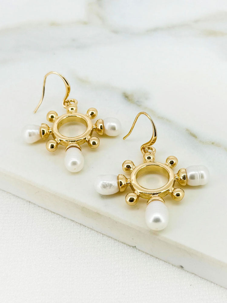 Envy Gold &amp; Pearl Dropper Earrings