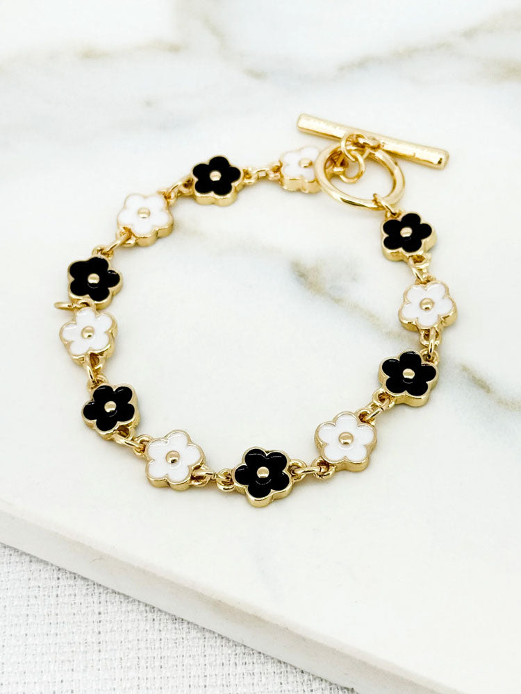 Envy Daisy Bracelet Black &amp; Gold