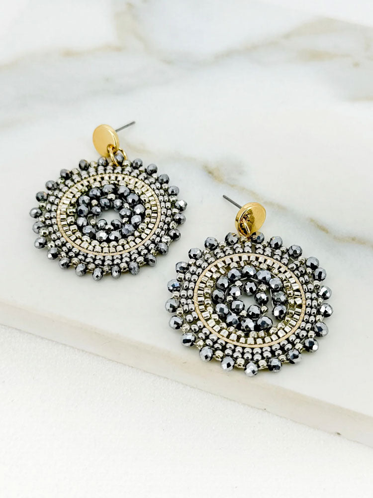 Envy Beaded Earrings Grey