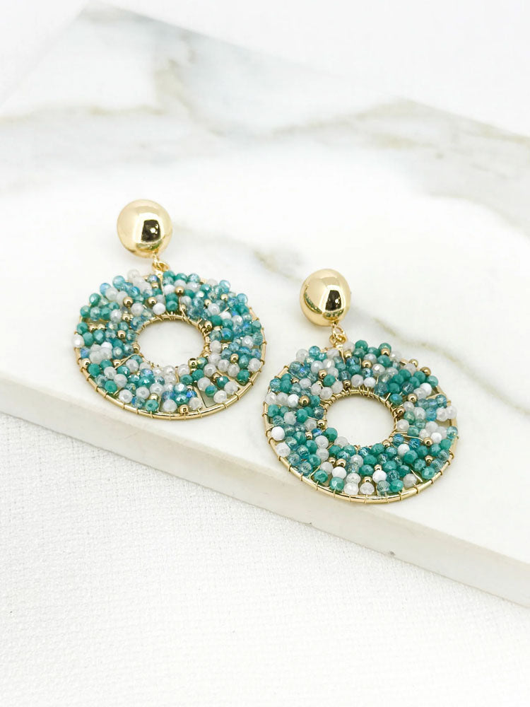 Envy Round Beaded Turquoise Earrings