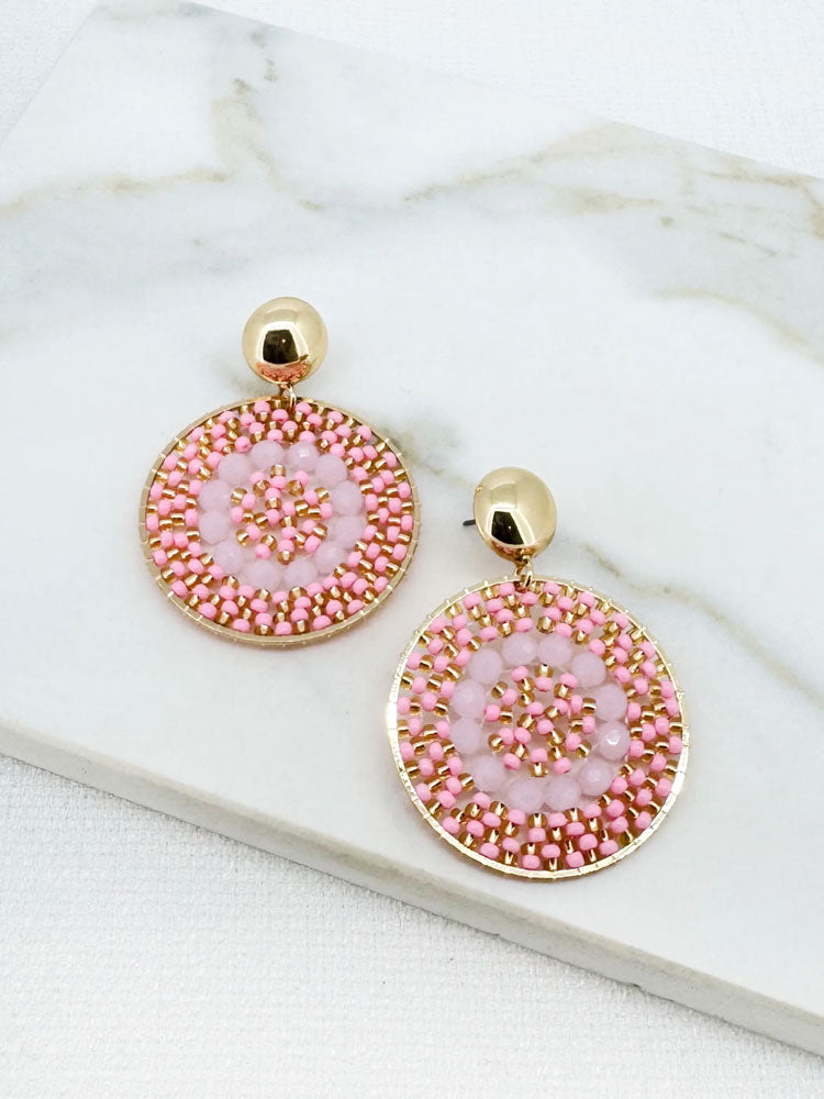 Envy Beaded Earrings Pink