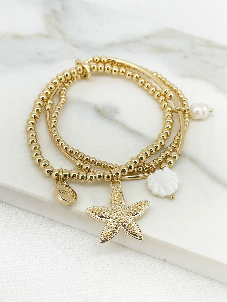 Envy Starfish & Pearl Bracelet Gold