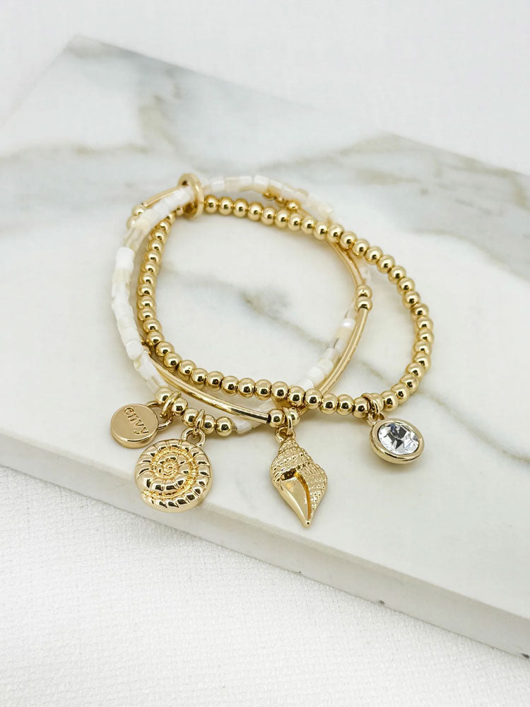 Envy Fossil Charm Bracelet Gold