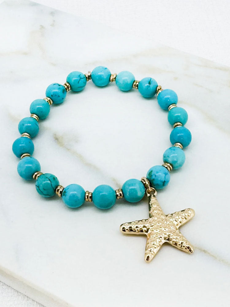 Envy Starfish Beaded Bracelet Turquoise