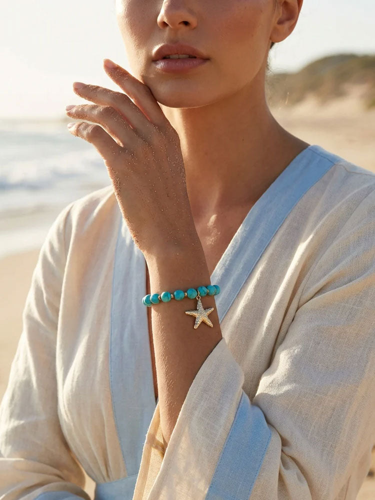 Envy Starfish Beaded Bracelet Turquoise