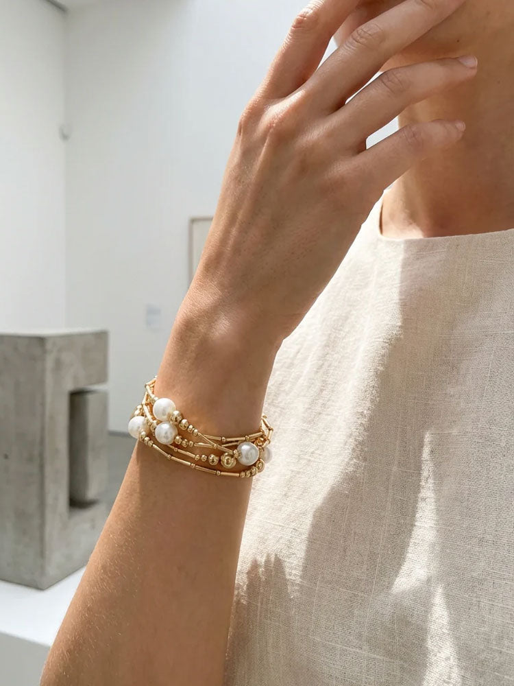 Envy Multi Layered Pearl Bracelet Gold