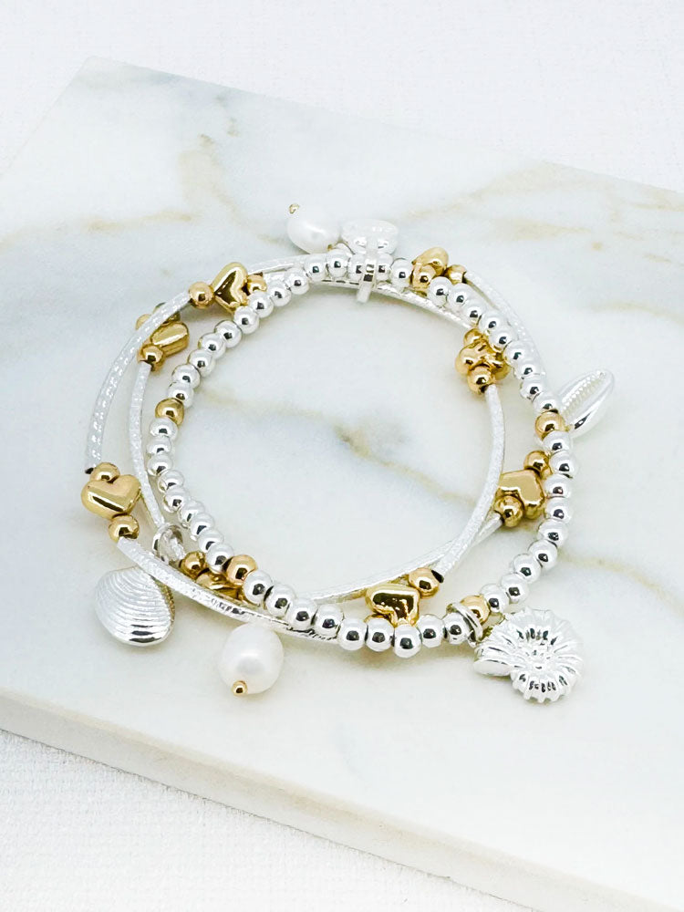 Envy Shell Charm Bracelet Silver & Gold