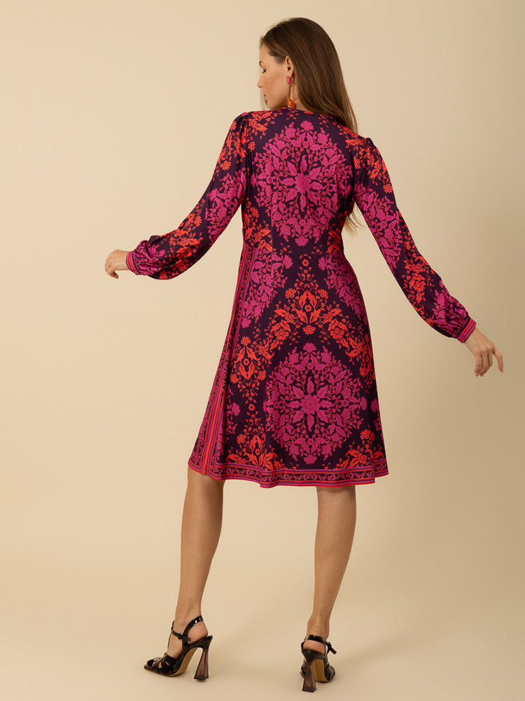 Hale Bob Adley Midi Dress Fuchsia