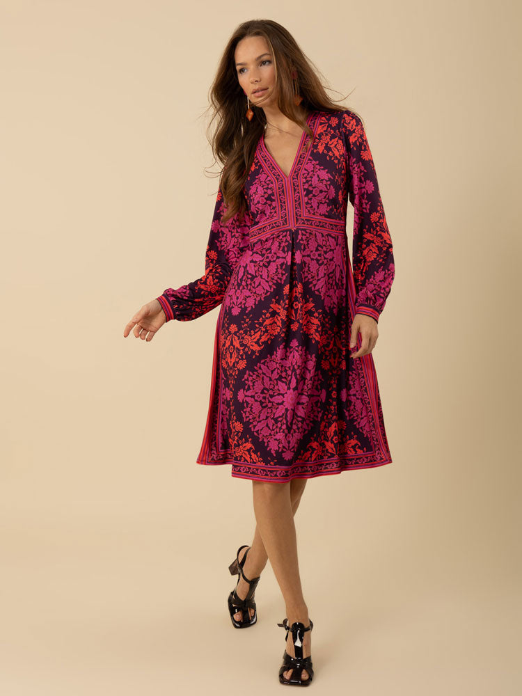 Hale Bob Adley Midi Dress Fuchsia