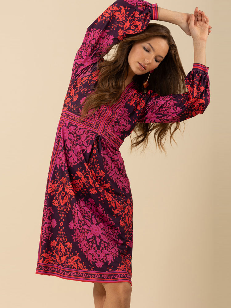 Hale Bob Adley Midi Dress Fuchsia