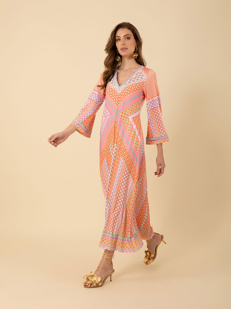 Hale Bob Henley Dress Orange