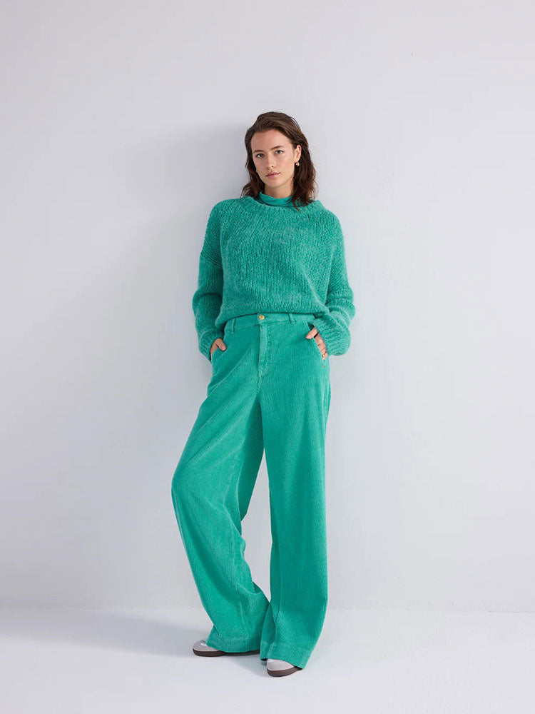 Summum Flared Corduroy Trousers Peacock