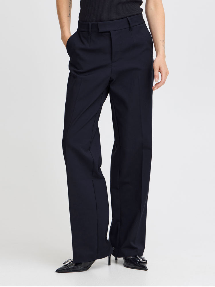 Pulz PzBindy Wide Leg Trousers Blue