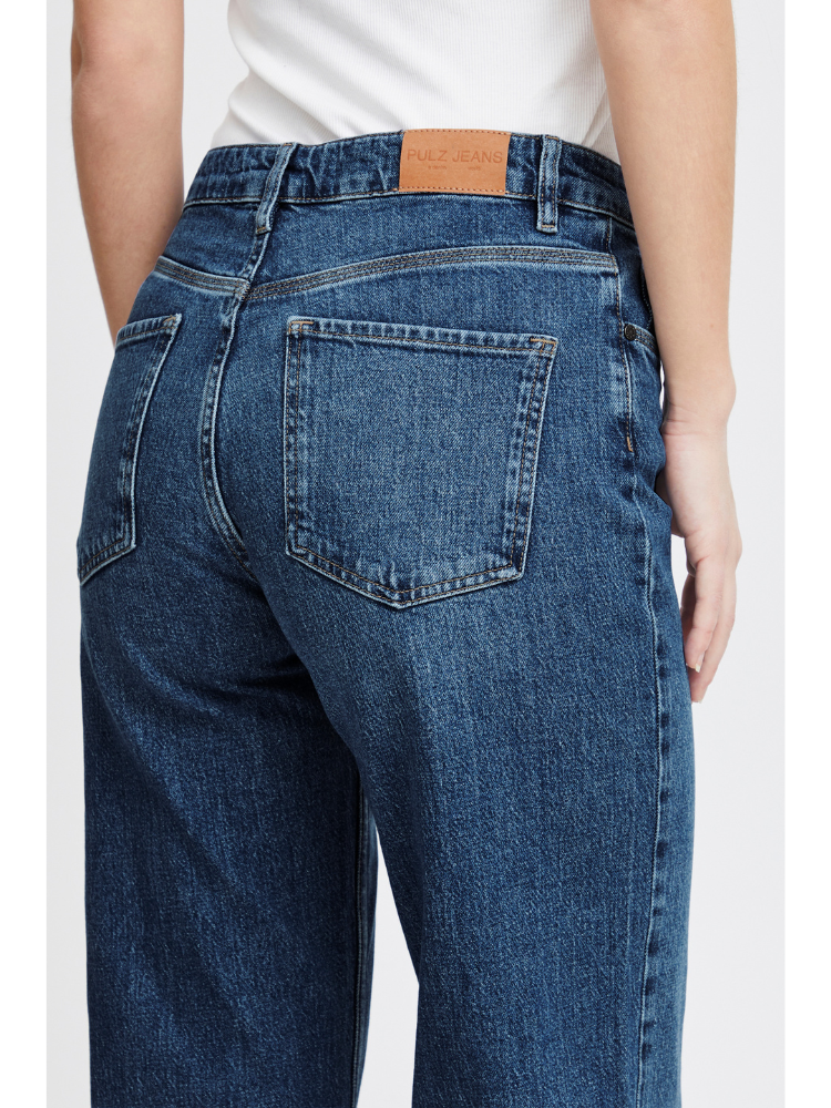 Pulz PzVega High Waist Wide Leg Jeans Blue