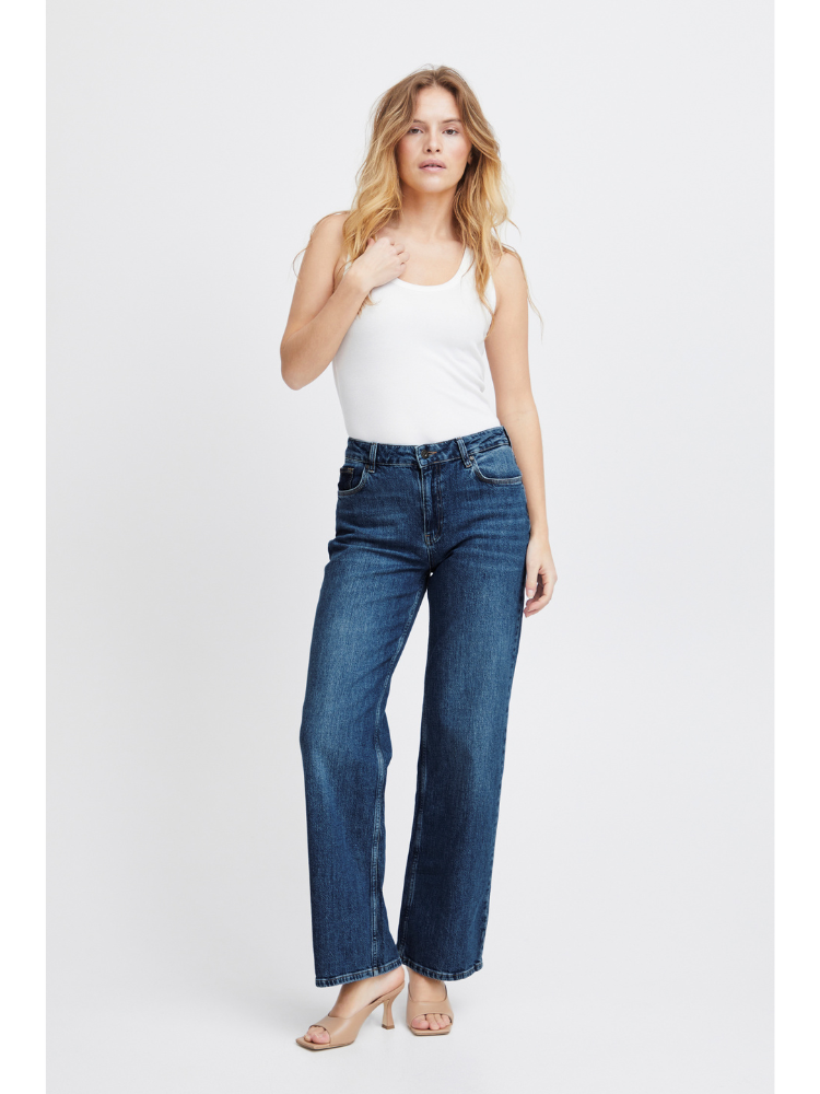 Pulz PzVega High Waist Wide Leg Jeans Blue