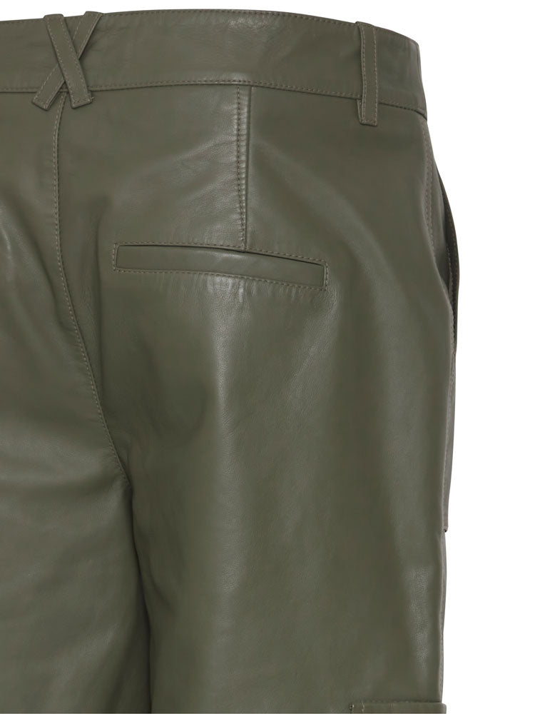 Pulz PzRobin Leather Cargo Trousers Khaki
