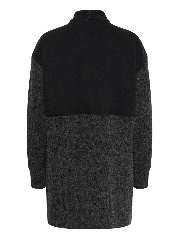 Pulz PzAnke Mix Fabric Cardigan Black