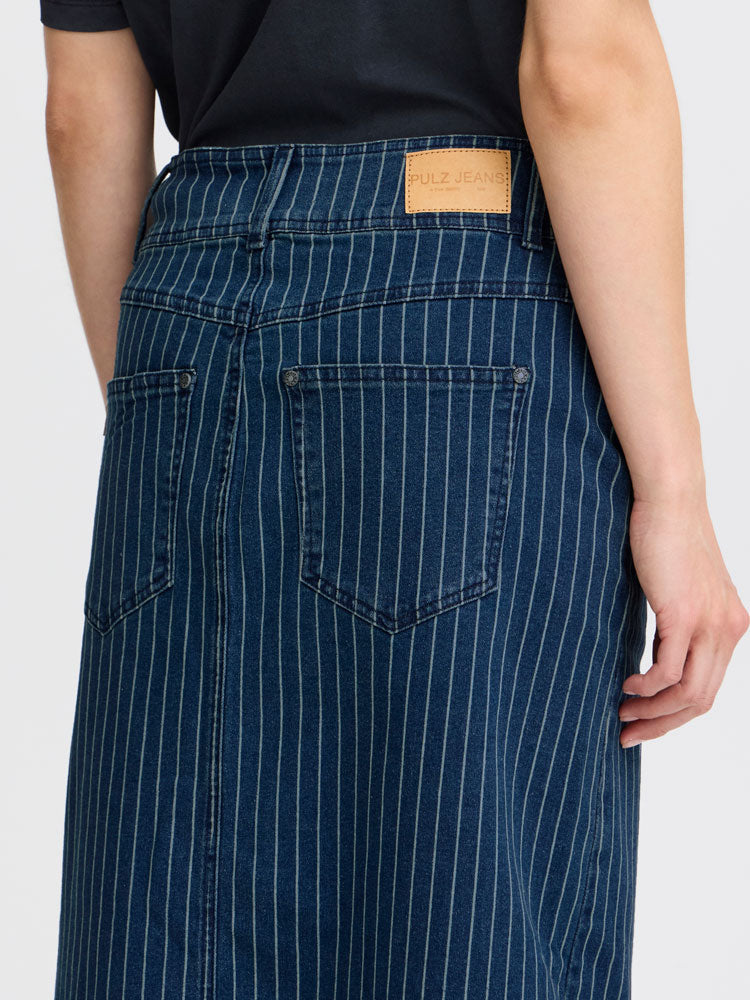 Pulz PzHannah Skirt Blue Stripe Denim