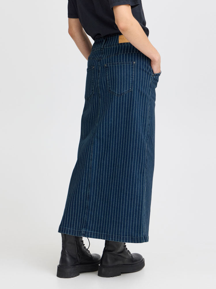 Pulz PzHannah Skirt Blue Stripe Denim