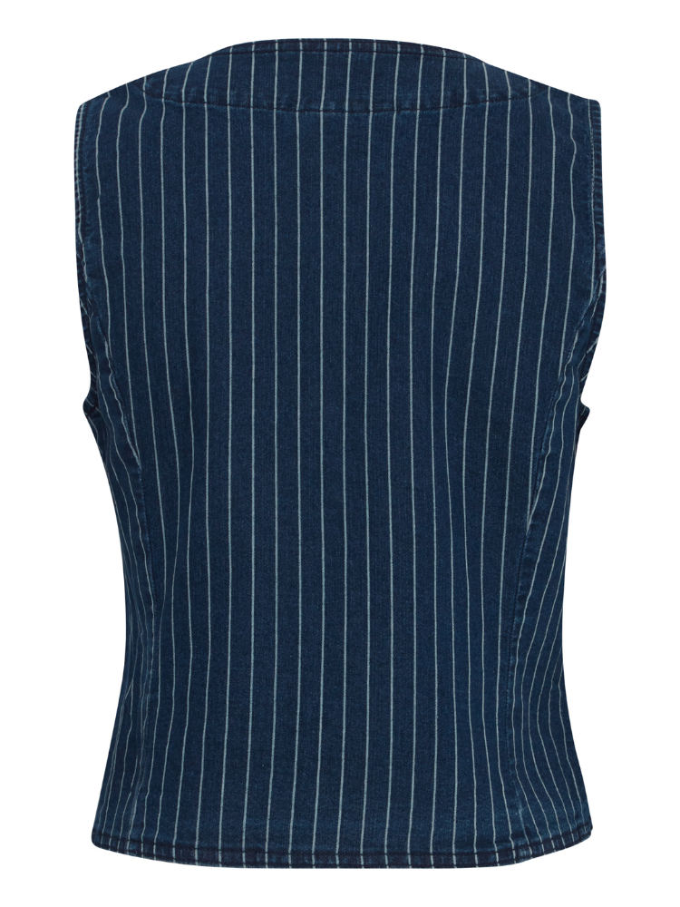 Pulz PzHannah Waistcoat Blue Stripe Denim