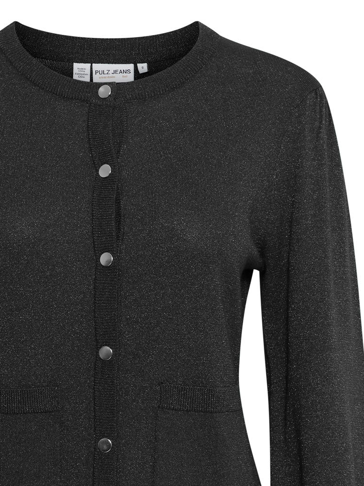 Pulz PzSara Pocket Cardigan Black Glitter