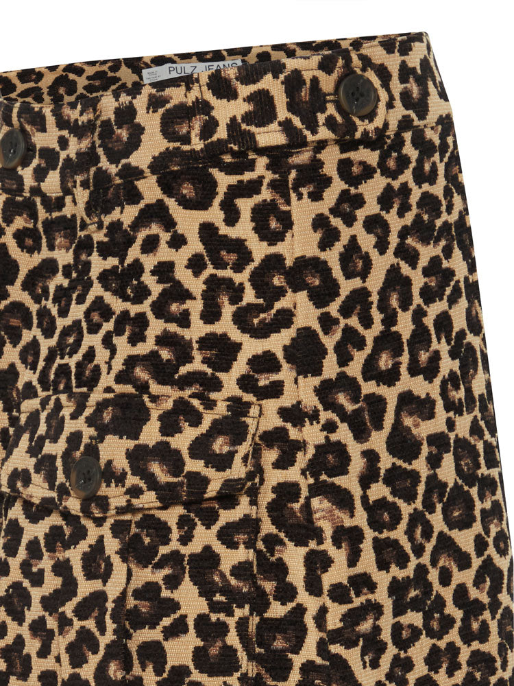 Pulz PzAlice Skirt Brown Animal Print