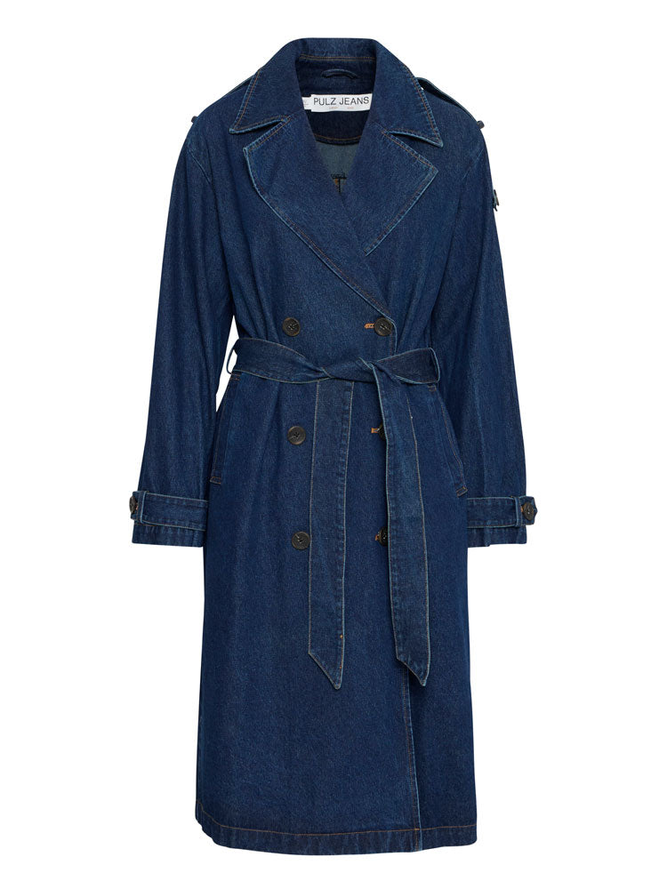 Pulz PzHillary Trenchcoat Medium Blue Denim