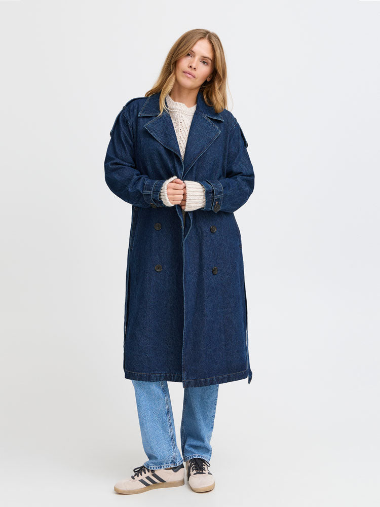 Pulz PzHillary Trenchcoat Medium Blue Denim