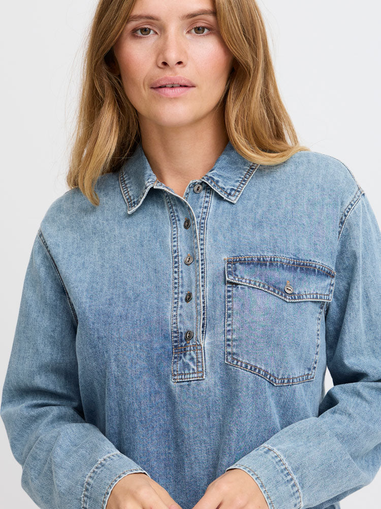 Pulz PzSylvie Blouse Medium Blue Denim