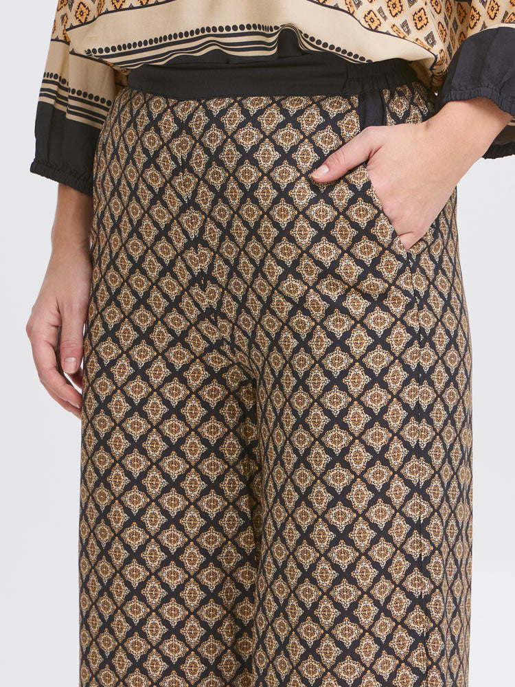 Pulz PzOlivia Trousers Black Boho Border