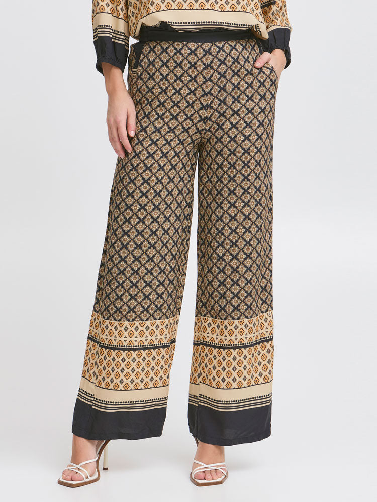 Pulz PzOlivia Trousers Black Boho Border