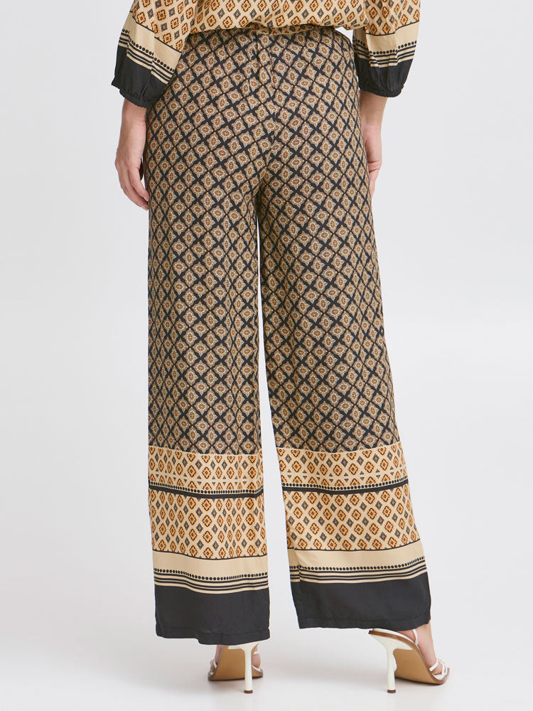 Pulz PzOlivia Trousers Black Boho Border