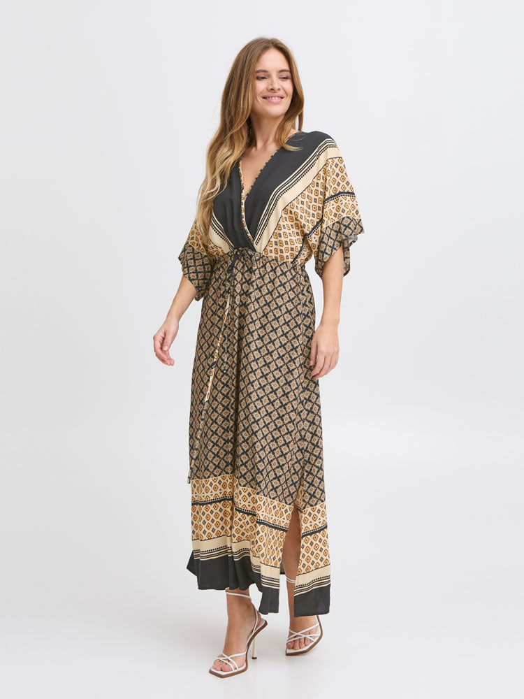 Pulz PzOlivia Dress Black Boho Border