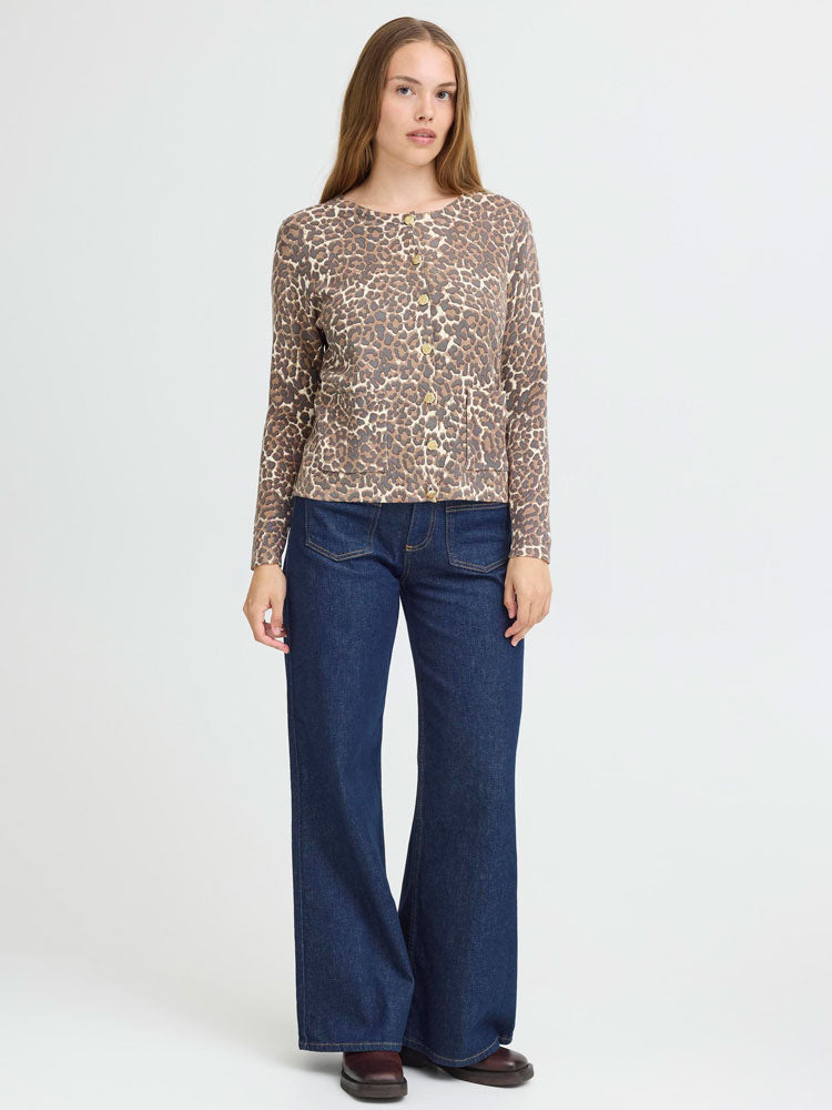 Pulz PzSara Short Cardigan Animal Print