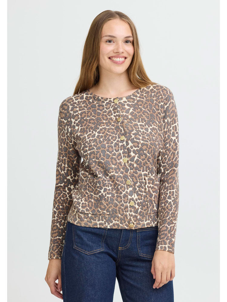 Pulz PzSara Short Cardigan Animal Print