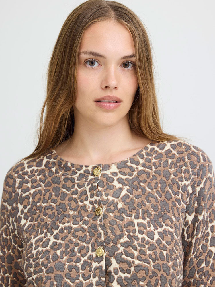 Pulz PzSara Short Cardigan Animal Print