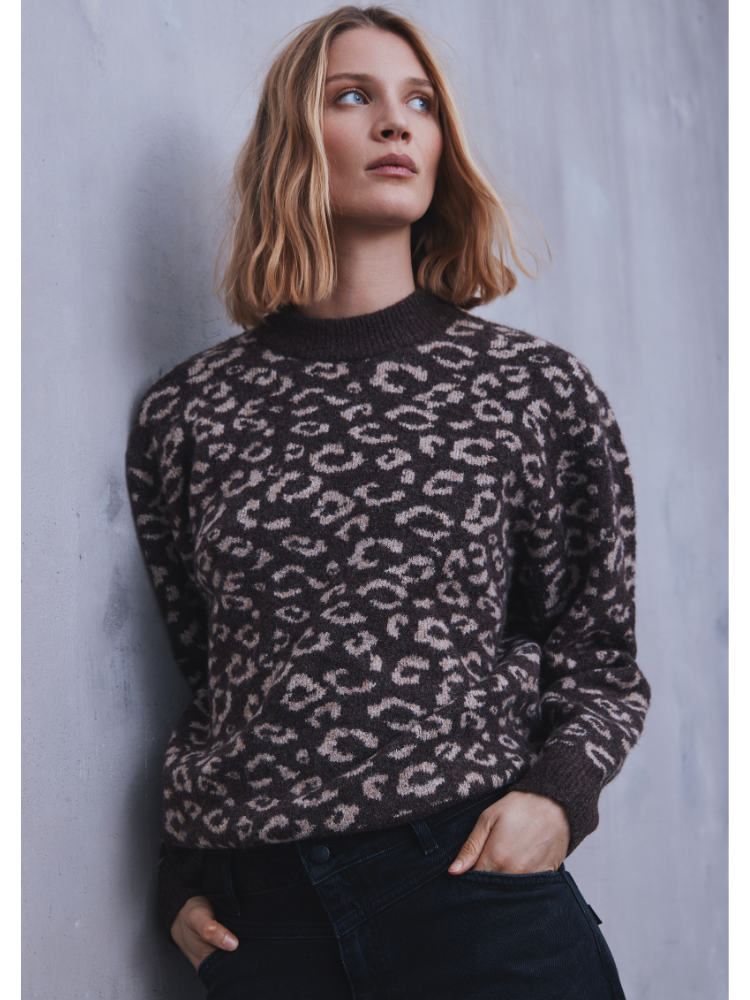 Pulz PzArtha O-Neck Pullover Animal Print
