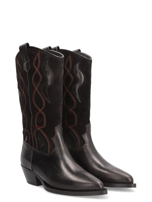 Alpe Mid Calf Cowboy Boot Black
